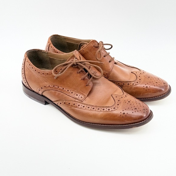 Florsheim Other - Florsheim Mens 11737 257 Tan Leather Wingtip Brogue Oxford Shoes 10.5 D